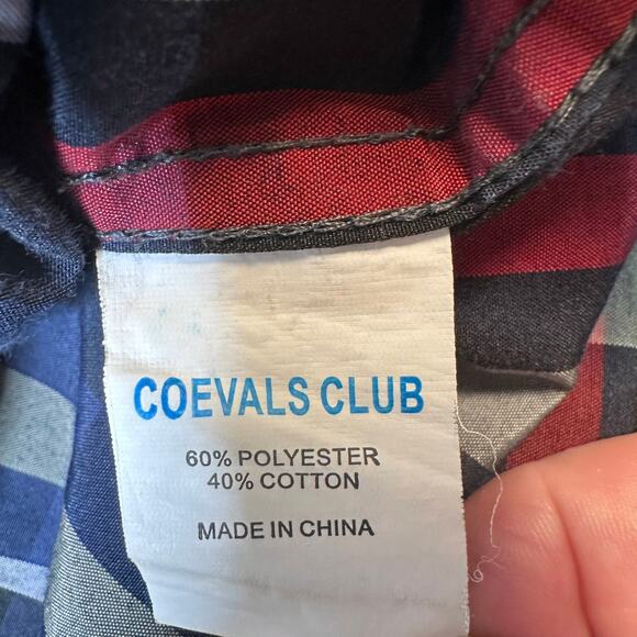 Coevals Club Shirt Mens 2XL Button Up Black Red Plaid Western Cowboy Pearl Snaps - Picture 5 of 6